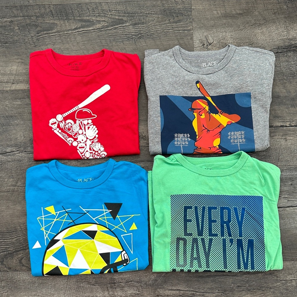 Children's Place BUNDLE (4)‎ Medium 7/8 Baseball/Football/Sports Graphic Tees